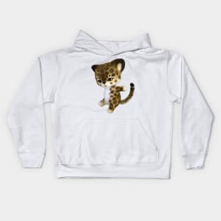 adorable happy cute furry Jaguar Kids Hoodie